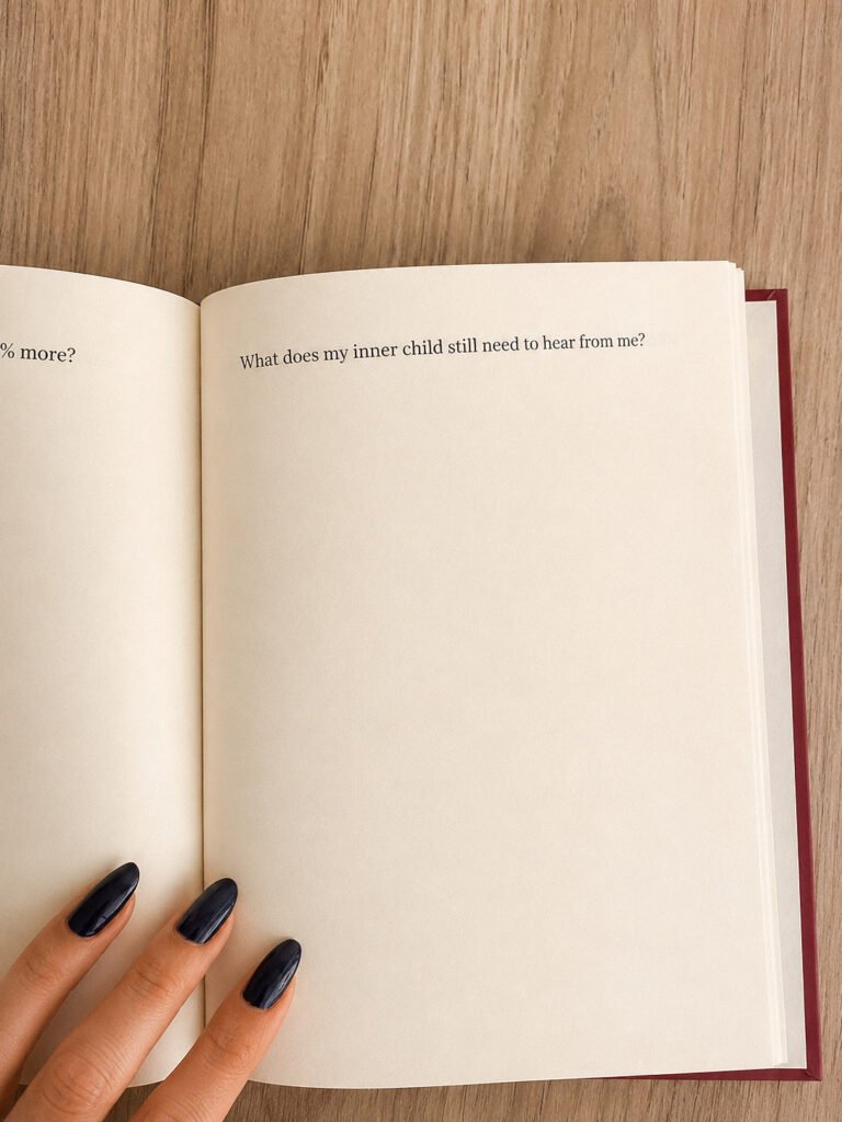 Love Thyself journal interior displaying a journal prompt