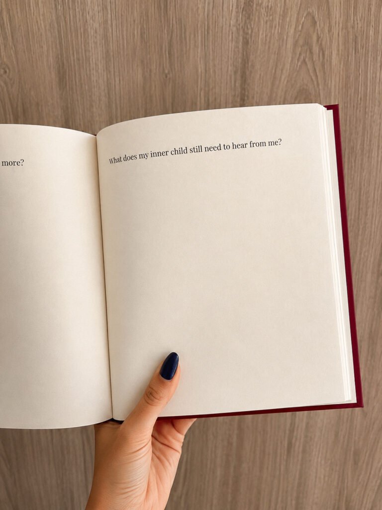 Love Thyself journal interior displaying a journal prompt